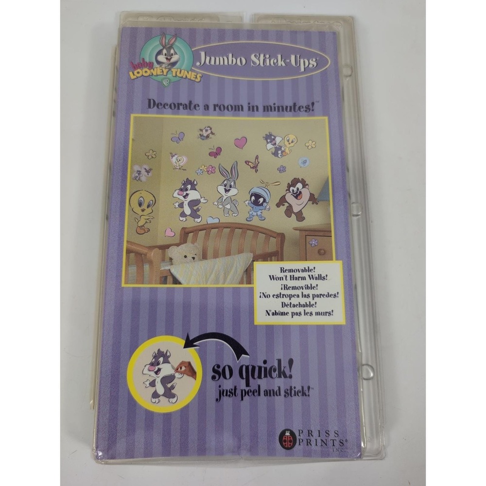 VTG 90s Priss Prints Baby Looney Tunes Jumbo Stick-Ups Taz Tweety Bugs Sylvester